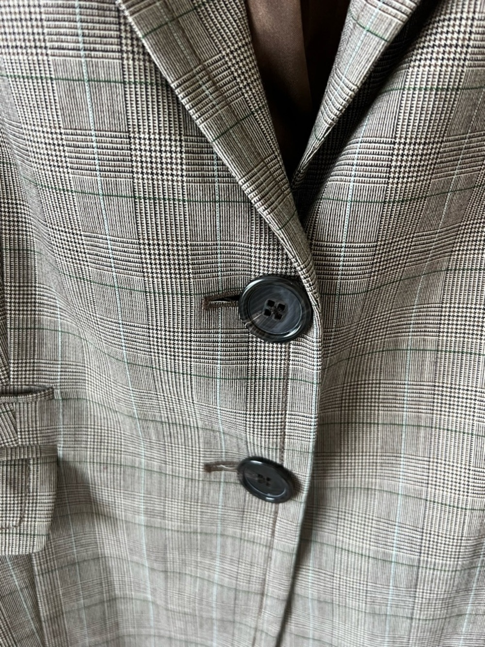 GAP Women's Plaid Two-Button Wool Blend Blazer – Taupe/Brown Size 16 - Picture 5 of 10